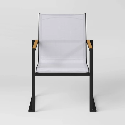 2pc Henning Outdoor Patio Dining Chairs Arm Chairs Gray - Project 62™ - Image 3