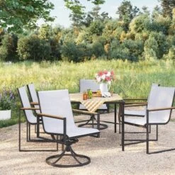 2pc Henning Outdoor Patio Dining Chairs Arm Chairs Gray - Project 62â„¢