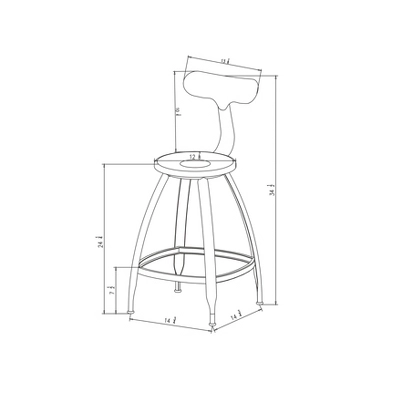 Seidler Architect Industrial Counter Height Barstool Black - Project 62™ - Image 4
