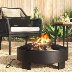 24" Round Wood Burning Fire Pit With Legs - Black - Project 62™