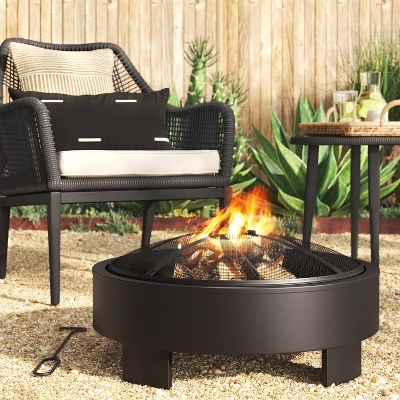 24" Round Wood Burning Fire Pit With Legs - Black - Project 62™