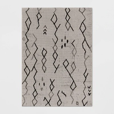 Grace Sketch Diamond Indoor/Outdoor Rug - Black/White - Project 62™ - Image 5