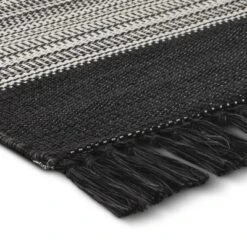 7' X 10' Outdoor Rug Striped Fringe Black - Project 62â„¢