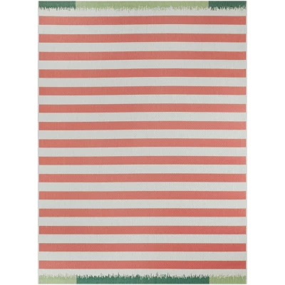 Preppy Stripes Outdoor Rug Coral - Project 62™ - Image 3
