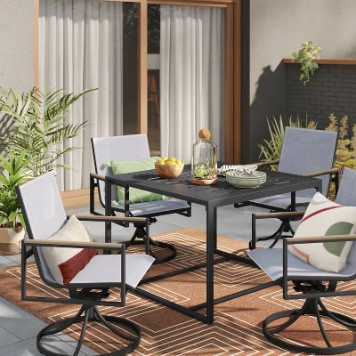 Henning 4 Person Rectangle Patio Dining Table - Black - Project 62™