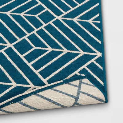Zig Zag Geo Outdoor Rug Teal - Project 62™ - Image 3