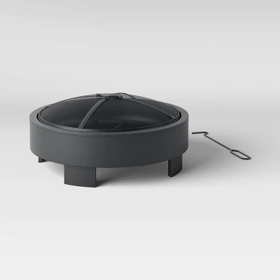 24" Round Wood Burning Fire Pit With Legs - Black - Project 62™ - Image 2