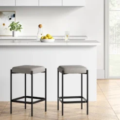 Edinburgh Upholstered Backless Counter Height Barstool With Metal Base Gray - Project 62™