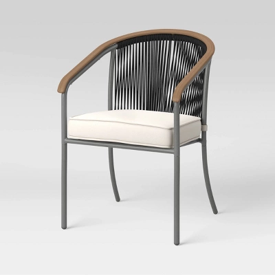 2pc Apex Mixed Material Outdoor Patio Dining Chairs Arm Chairs Black - Project 62™ - Image 2